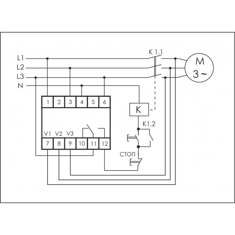 Реле контроля фаз 3 фазное схема подключения